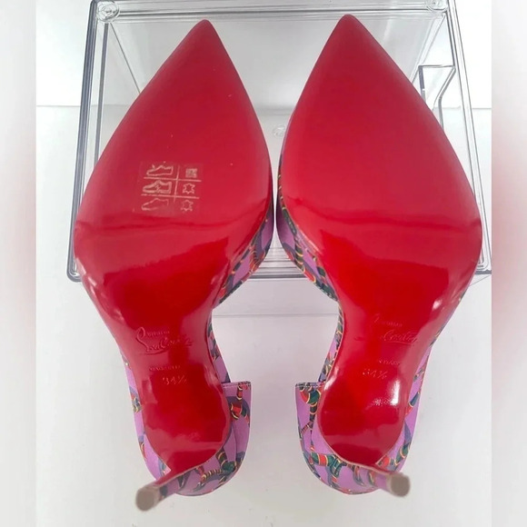 Christian Louboutin Satin Printed Iriza Pumps Gummy Snakes Women Size 34.5 EU - Picture 8 of 12